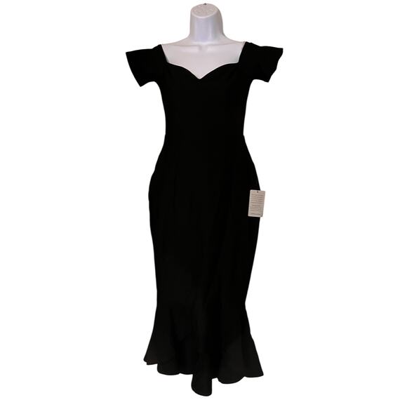 LULUS Morticia Wednesday Addams fired mermaid sweetheart  dress NWT Black Sz S - Picture 1 of 7